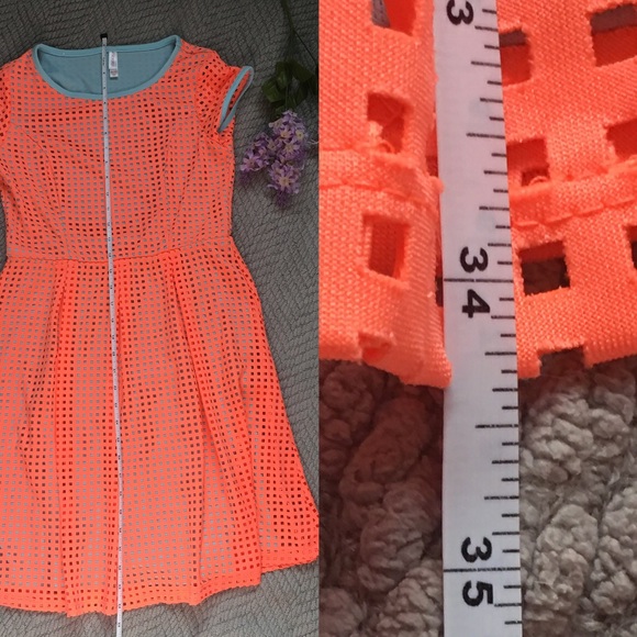 🔮Neon Orange Mesh Mini w/ Powder Blue lining - Picture 7 of 7